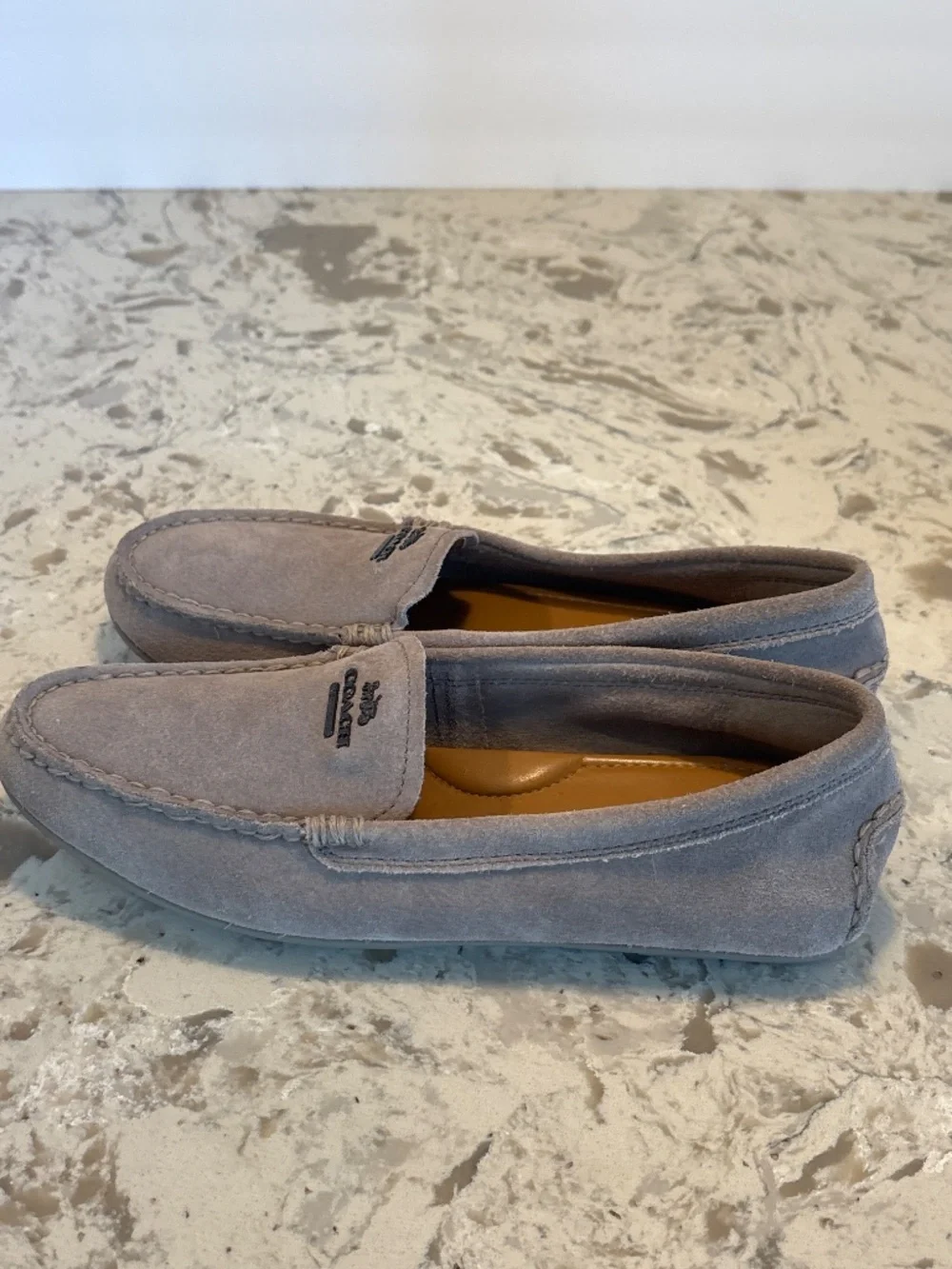 NWOT New Coach Mary Lock Up Gray Suede Driving Shoes Loafers 8.5 B